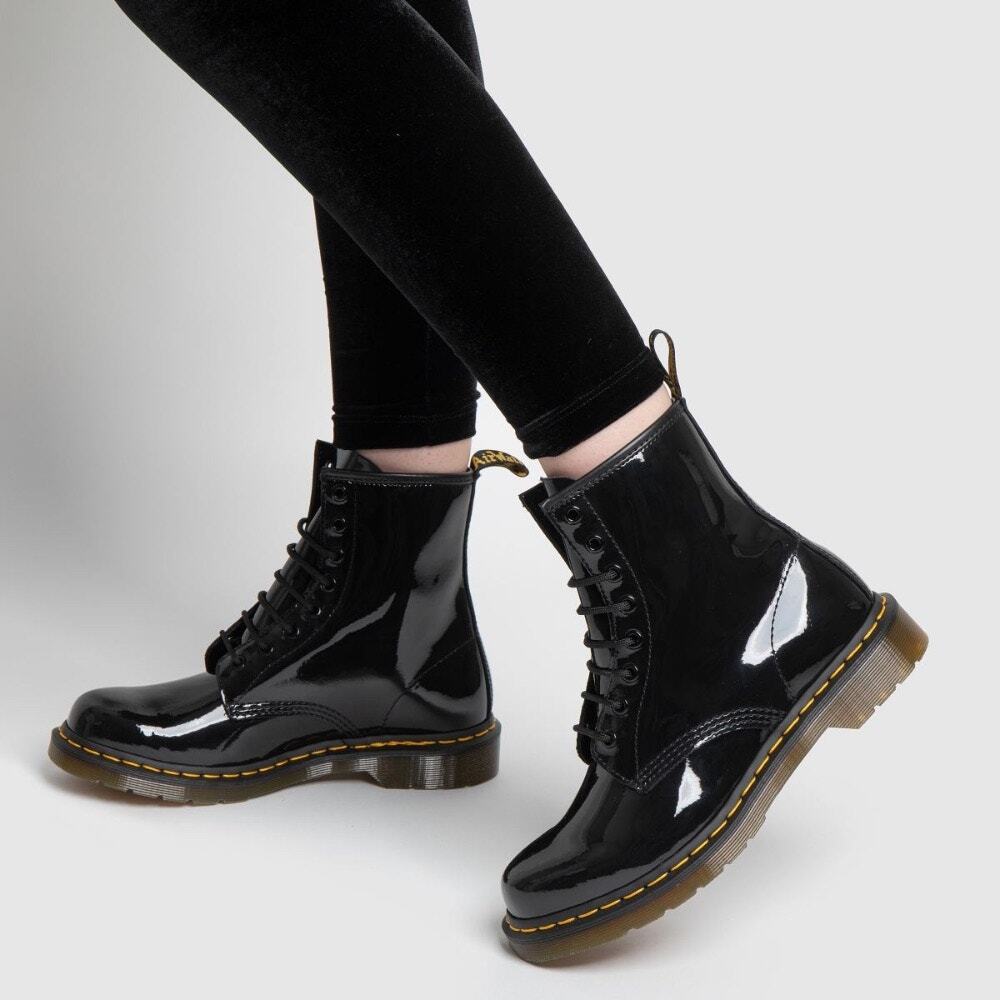 Womens Size 7 Dr. Martens Boots High-Top Patent Leather Round Toe Black 1460